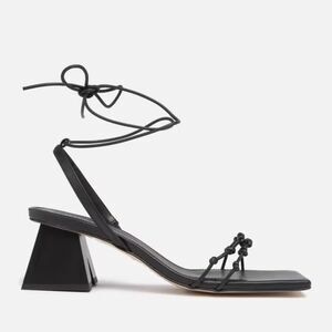 Alohas Juniper Tie Up Strappy Heel Sandal in Black Leather Size 38 EU 7.5 US